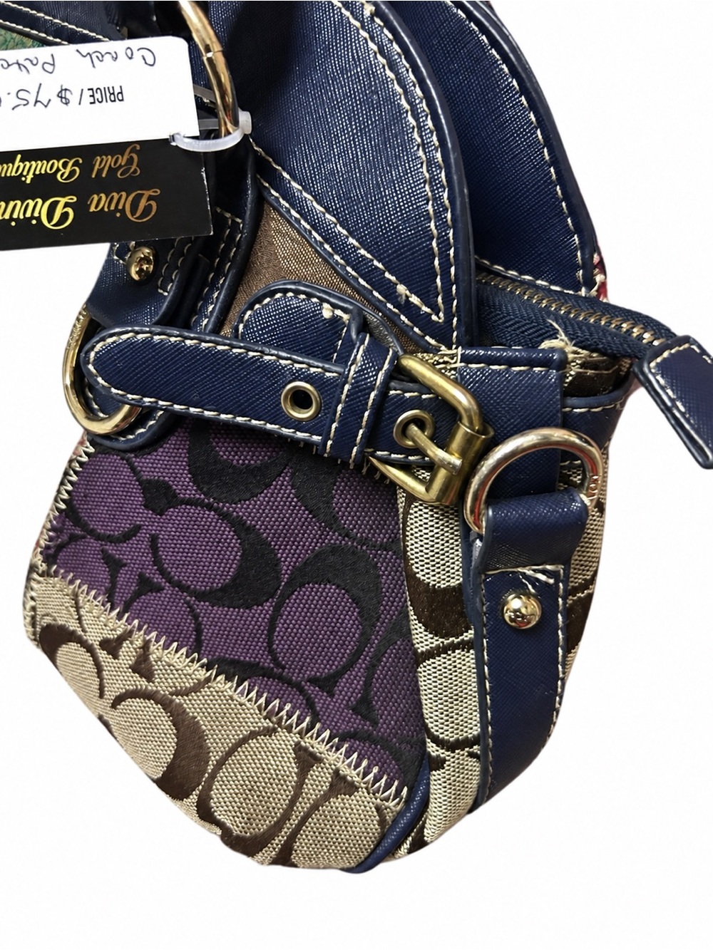 Coach Patchwork Satchel Handbag in Navy and Multicolor Patch - Picture 2 of 5